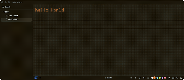 FewNote animated demo of the dot-matrix editor