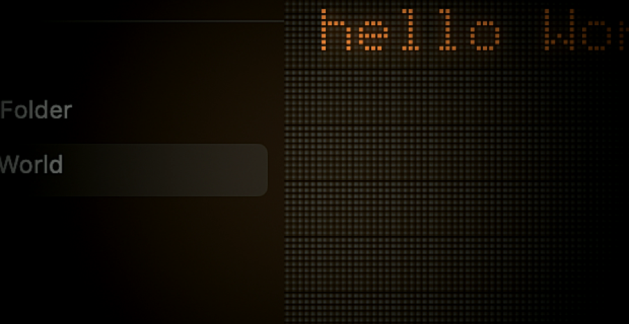 Close-up of FewNote's dot-matrix text rendering